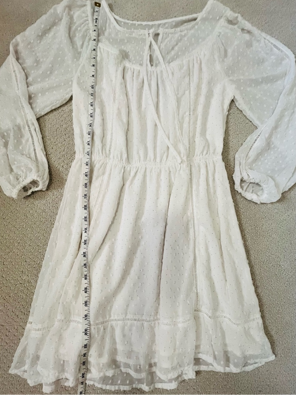 Cupcakes & Cashmere White Silver Dot Detail Long Sleeve Dress - Picture 5 of 5